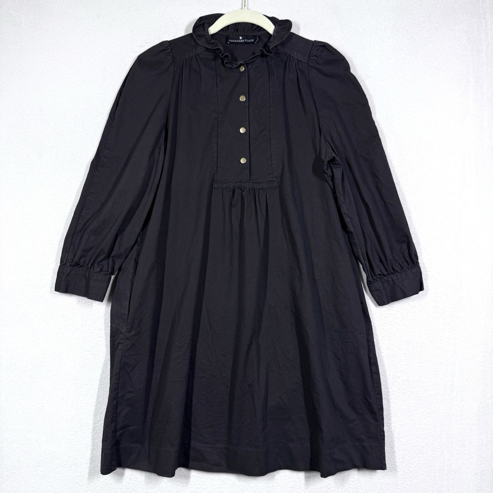 Pomander Place Tuckernuck Dress Womens Small Black Claiborne Shift Mini Ruffle